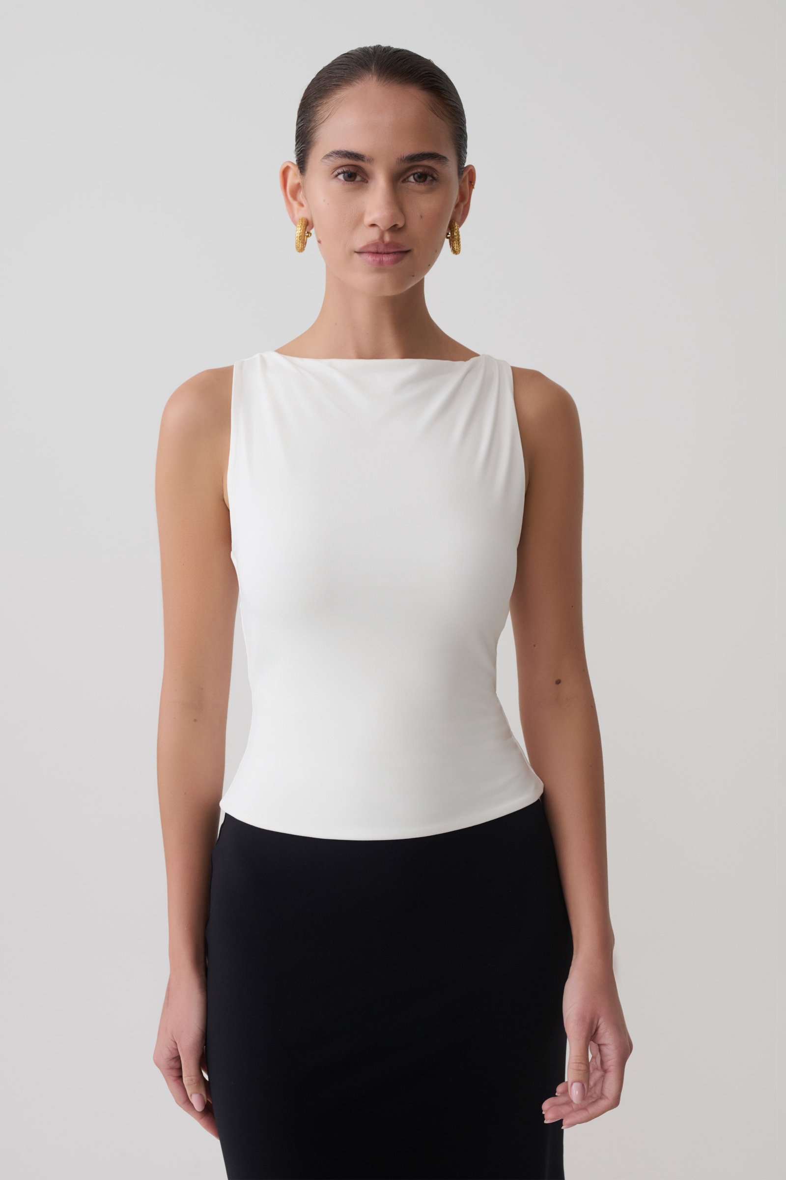 04_Nicolette_Top_White_0011-1 Nicolette Sleeveless Tank Top - White - Image 1