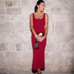 Allyra Scoop Stretch Crepe Midi Dress - Red