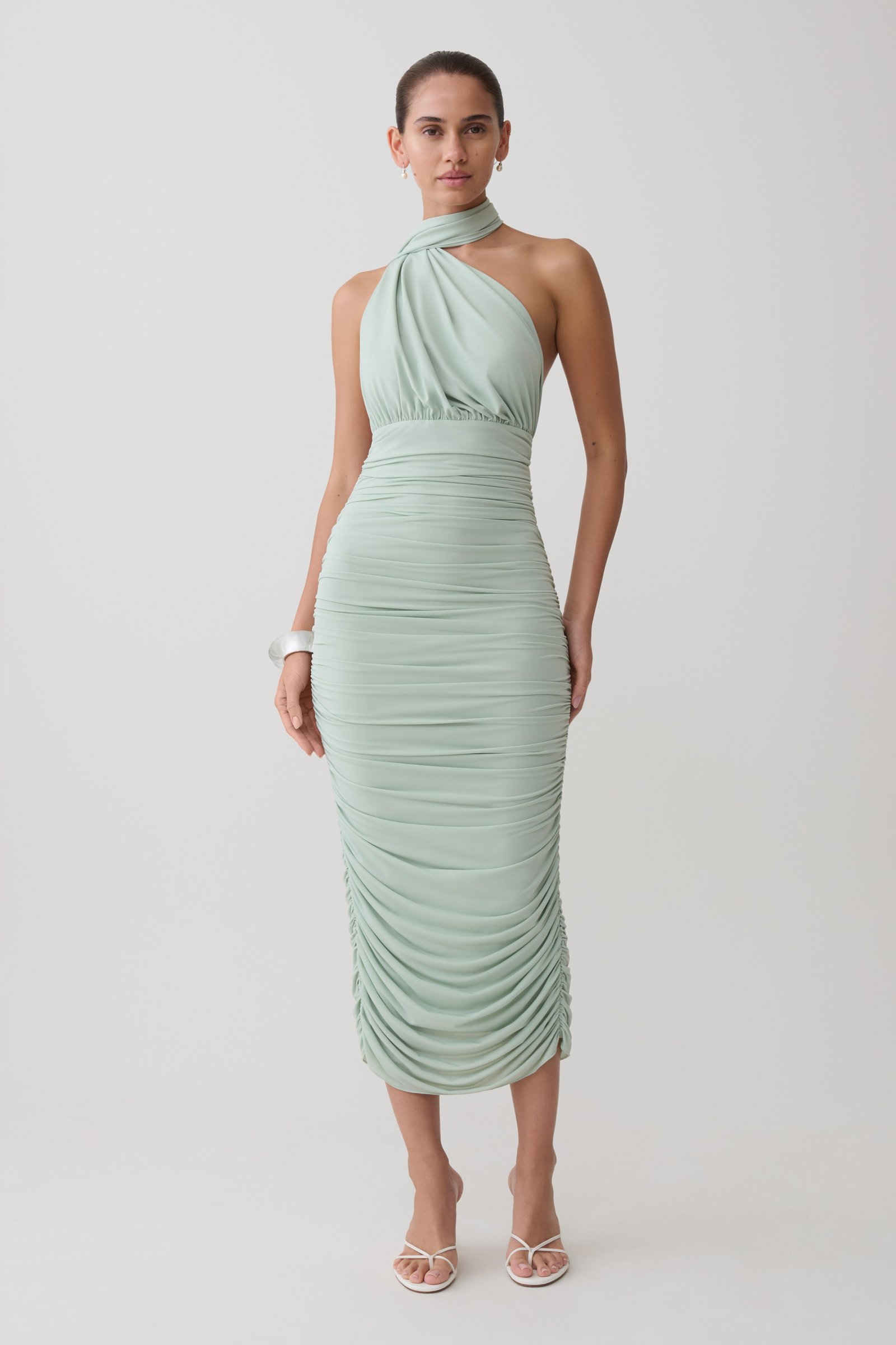 10_GIANNIE_Dress_AquaGrey_0003 Giannie Draped Midi Dress - Aqua Grey - Image 1