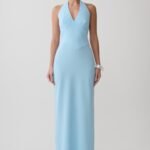 Valentina Chiffon Halter Maxi Dress - Pale Blue