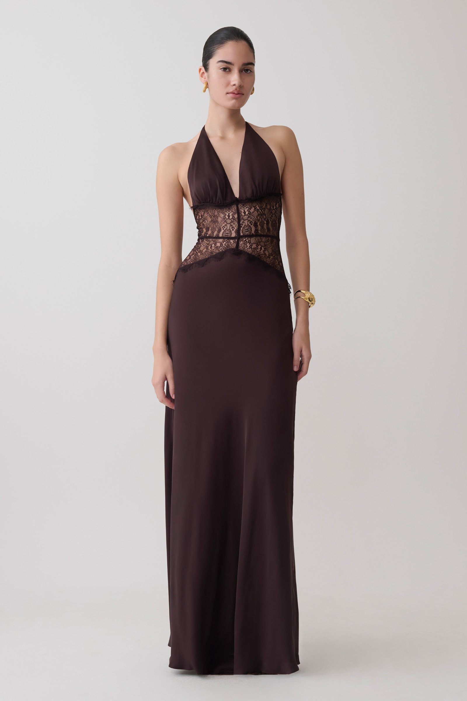 12_Dinah_Dress_DarkChocolate_00071-1 Dinah Lace And Satin Maxi Dress - Chocolate - Image 1