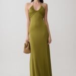 Maely Gathered Slinky Maxi Dress - Olive