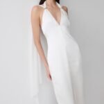 Myla Draped Shoulders Satin Maxi Dress - White