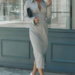 Dorian Fitted Shirt Midi Dress - Charcoal Marle