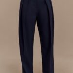 Penelope Pleated High Waisted Pants - Dark Navy