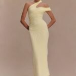 Anastasia One Shoulder Modal Midi Dress - Pale Lemon