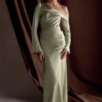Iris Long Sleeve Satin Maxi Dress - Sage