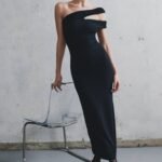 Anastasia One Shoulder Modal Midi Dress - Black