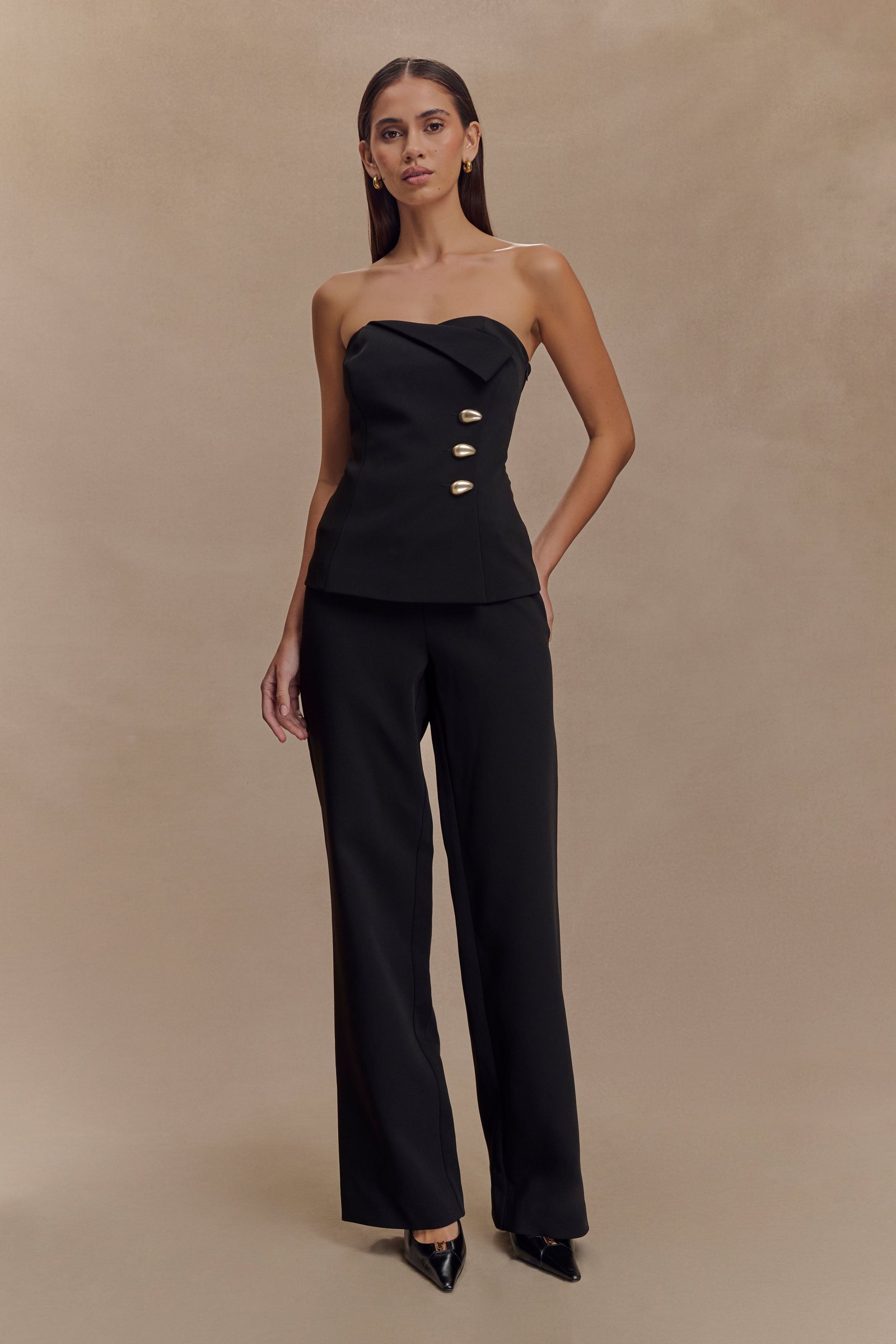 250318_MESHKI_Wild_Oasis_3_11_563 Lindie Straight Leg Suiting Pants - Black - Image 1