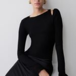 Ricky Knit Long Sleeve Longline Top - Black