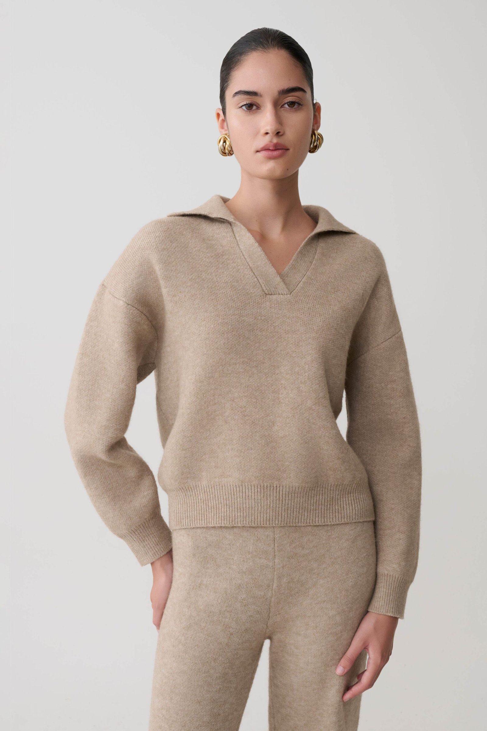 250324_MESHKI_HertiageFinal_13_669 Luca Knit Jumper - Beige Marle - Image 1