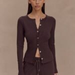 Reese Fitted Knit Cardigan - Dark Chocolate