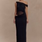 Callen One Shoulder Slinky Maxi Dress - Black
