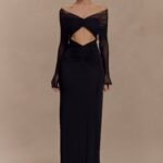 Rafaella Slinky And Mesh Maxi Dress - Black
