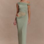 Callen One Shoulder Slinky Maxi Dress - Sage