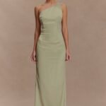 Harper One Shoulder Gown - Sage