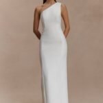 Milena One Shoulder Crepe Maxi Dress - White