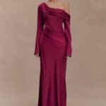 Iris Long Sleeve Satin Maxi Dress - Mahogany