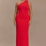 Milena One Shoulder Crepe Maxi Dress - Red