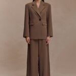 Arlo Wide Leg Suiting Trouser - Cacao Brown