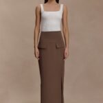 Cassie Column Maxi Skirt - Cacao Brown