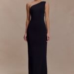 Milena One Shoulder Crepe Maxi Dress - Black