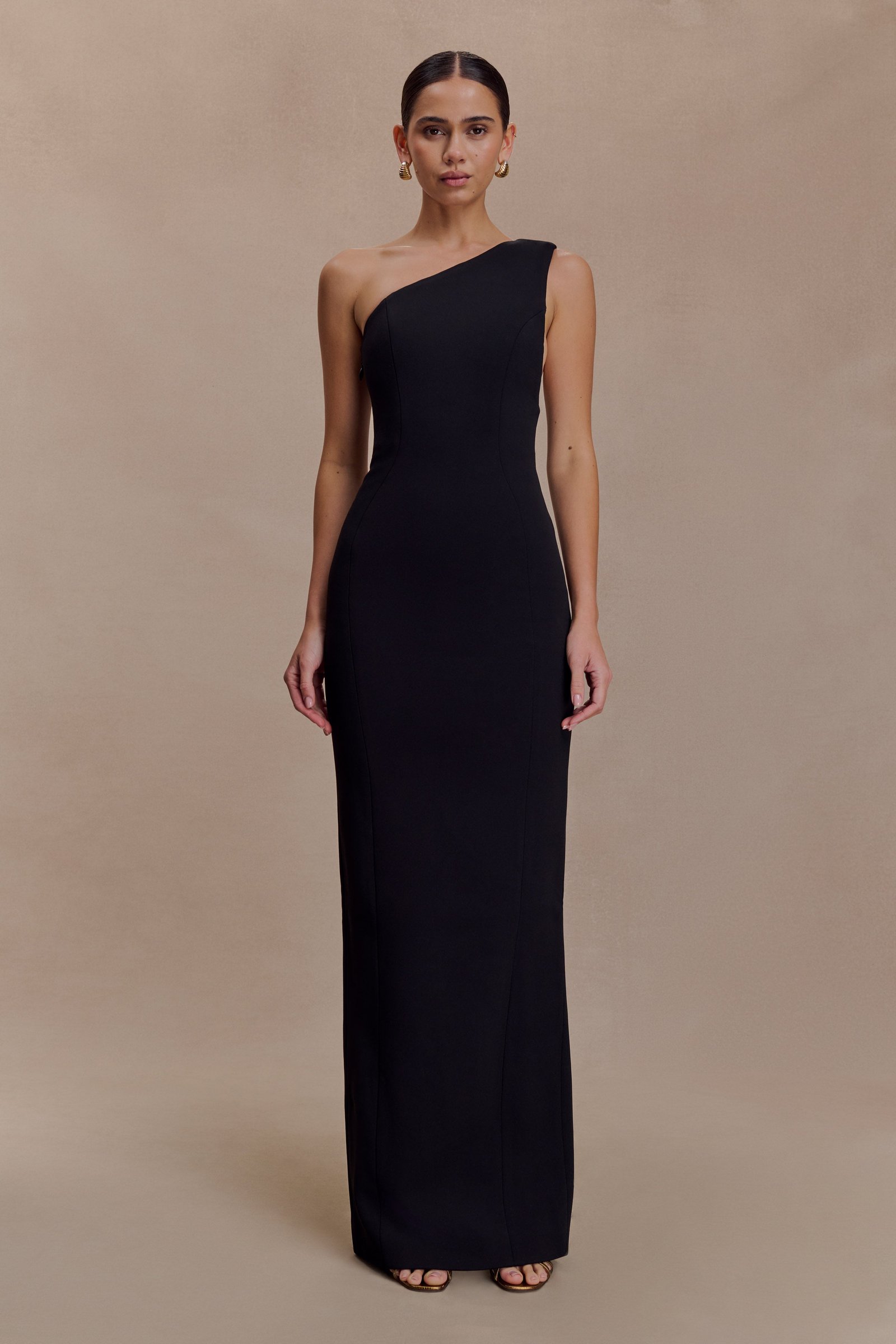 251007_MESHKI_Nile1_2_22_626-1 Milena One Shoulder Crepe Maxi Dress - Black - Image 1