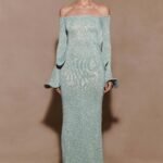 Sandrine Lurex Knit Maxi Dress - Aqua
