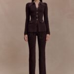 Suzie Ribbed Flared Pants - Chocolate