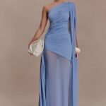 Asher Slinky One Shoulder Maxi Dress - Cornflower Blue