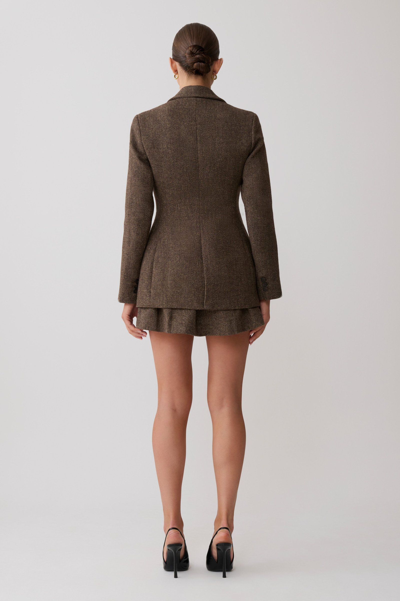 Romy Mini Skirt With Hardware - Herringbone - Image 6