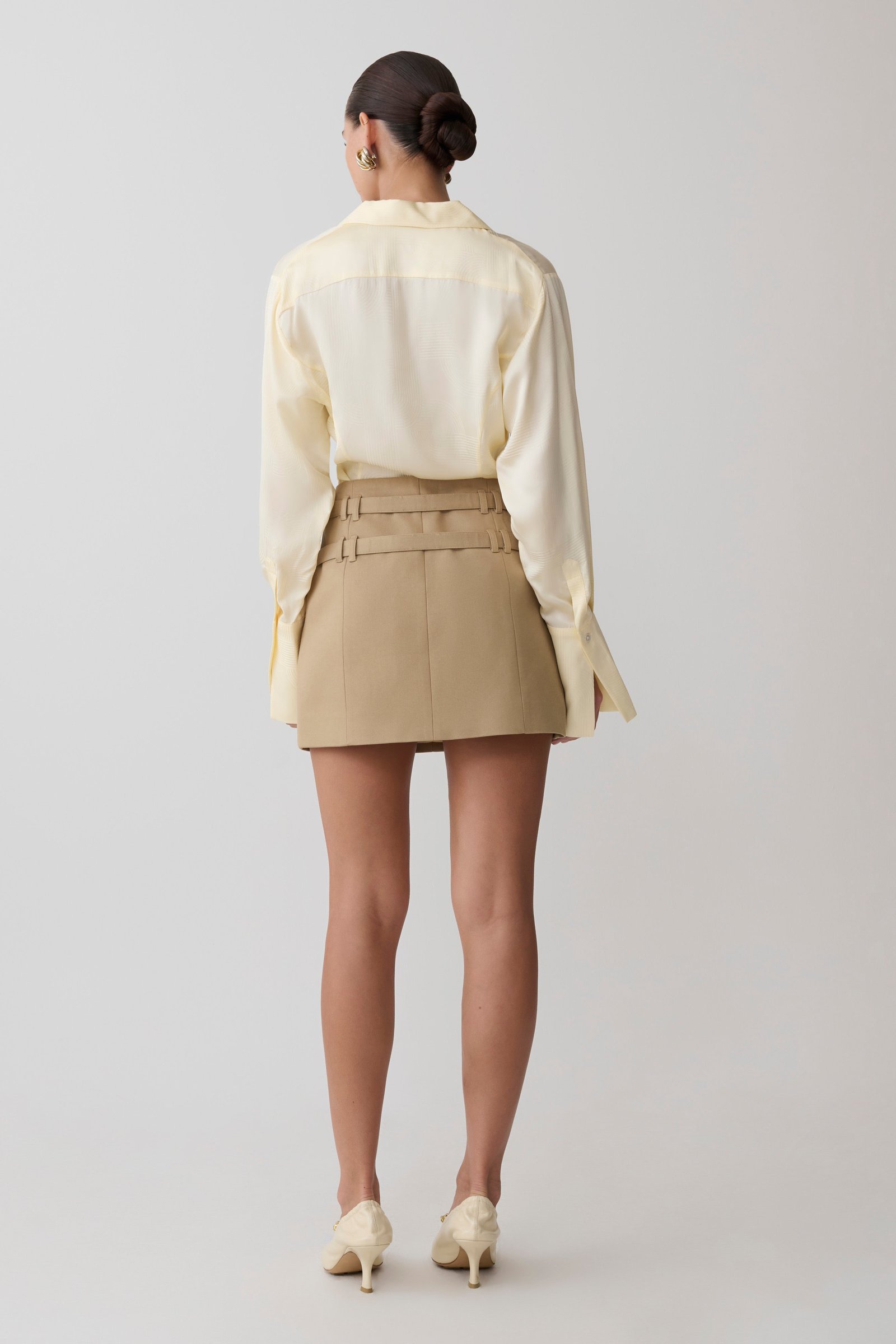 Gia Long Sleeve Satin Shirt - Buttermilk - Image 3