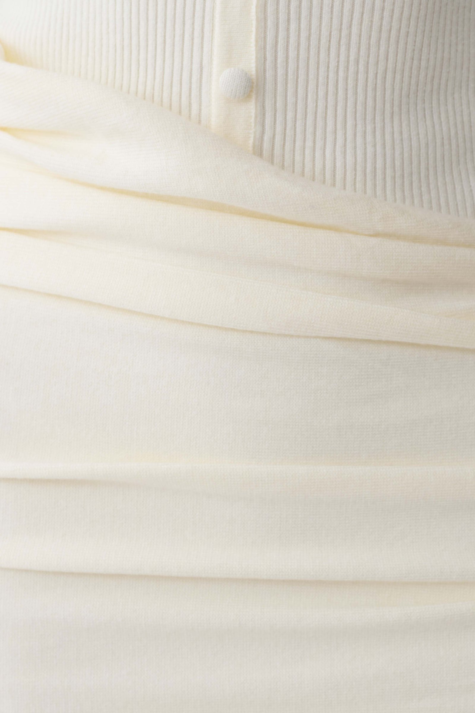 Agness Long Sleeve Button Up Knit Dress - Ivory - Image 7