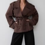 Alden Short Trench Jacket - Chocolate