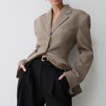 Mila Shaped Blazer - Tan Check