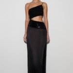 Athena One Shoulder Diamante Maxi Dress - Black