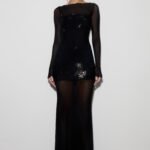 Lior Mesh Maxi Dress With Hotfix - Black