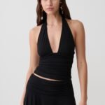 Peregrine Modal Gathered Halter Top - Black