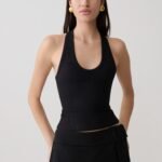 Actress Ribbed Tank - Black