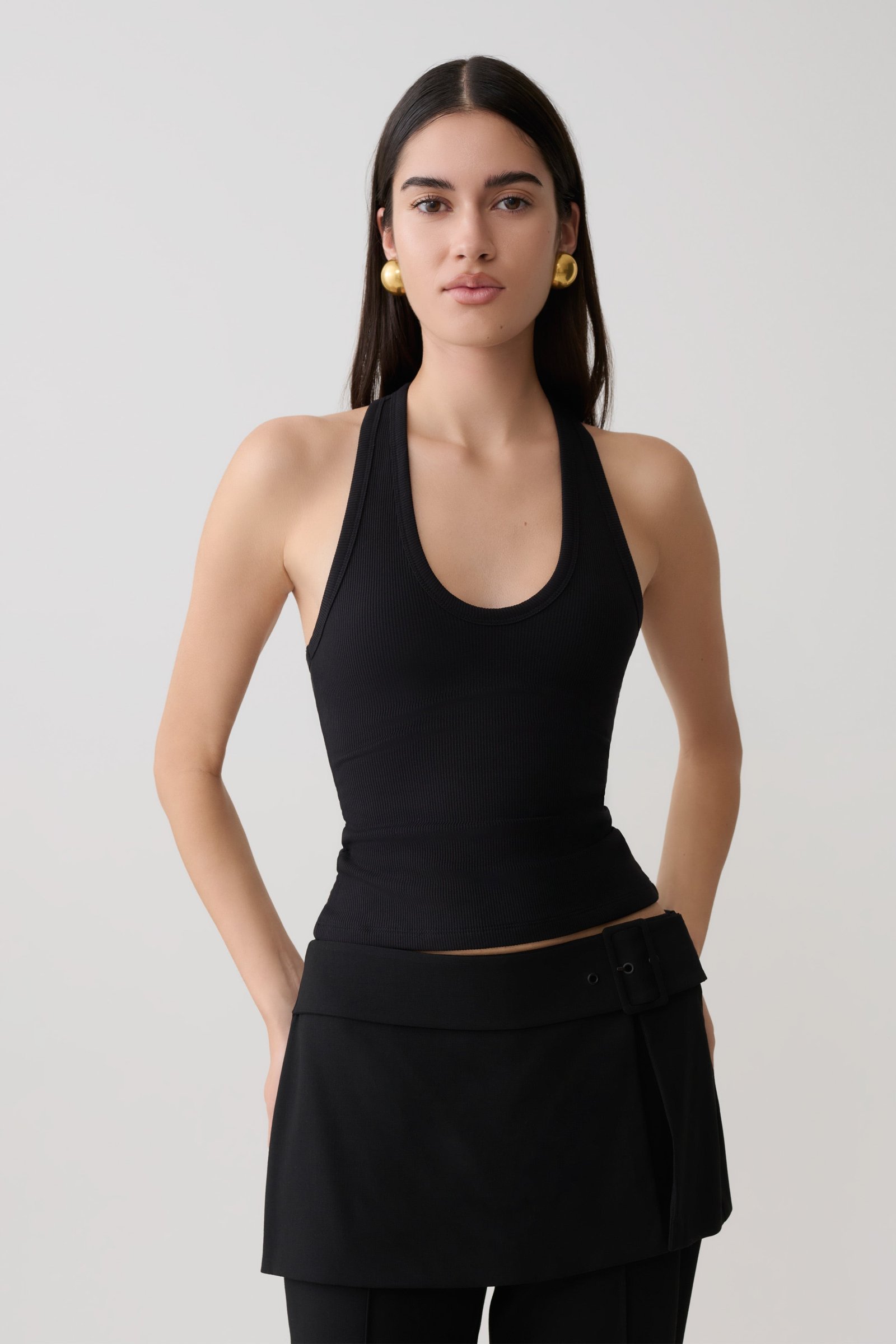 260428_MESHKI_Resort_5_28_1357 Actress Ribbed Tank - Black - Image 1