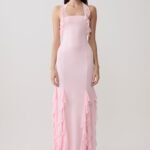 Etta Ruffle Slinky Maxi Dress - Pale Pink