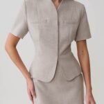 Laila Suiting Short Sleeve Top - Grey