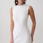 Fion Sleeveless Stretch Crepe Mini Dress - White