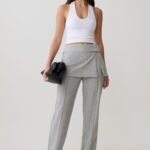 Daisy Wrap Skirt Straight Leg Pants - Charcoal Marle