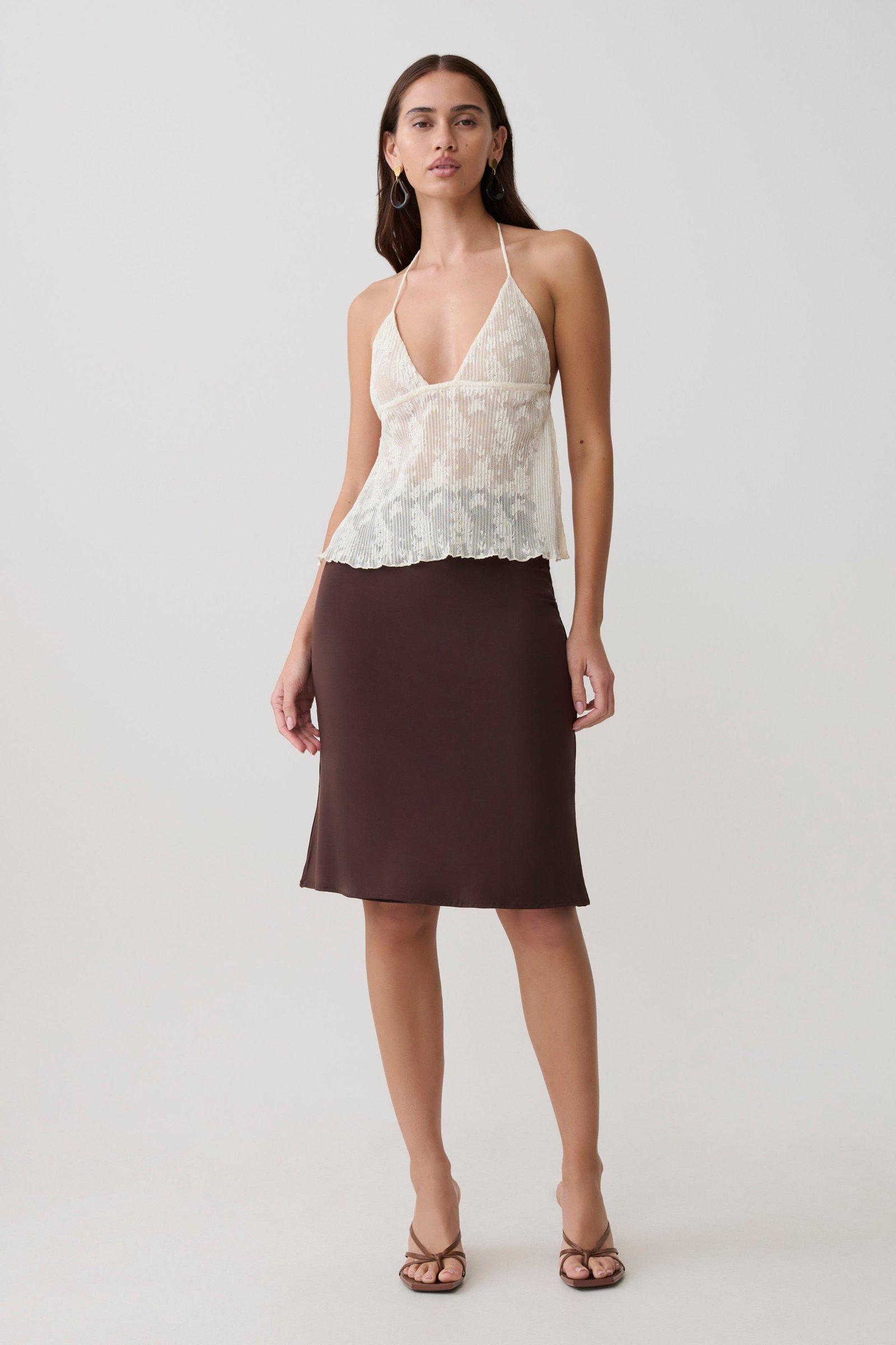 260429_MESHKI_Resort_6_18_894-1 Greer Knee Length Skirt - Espresso - Image 1
