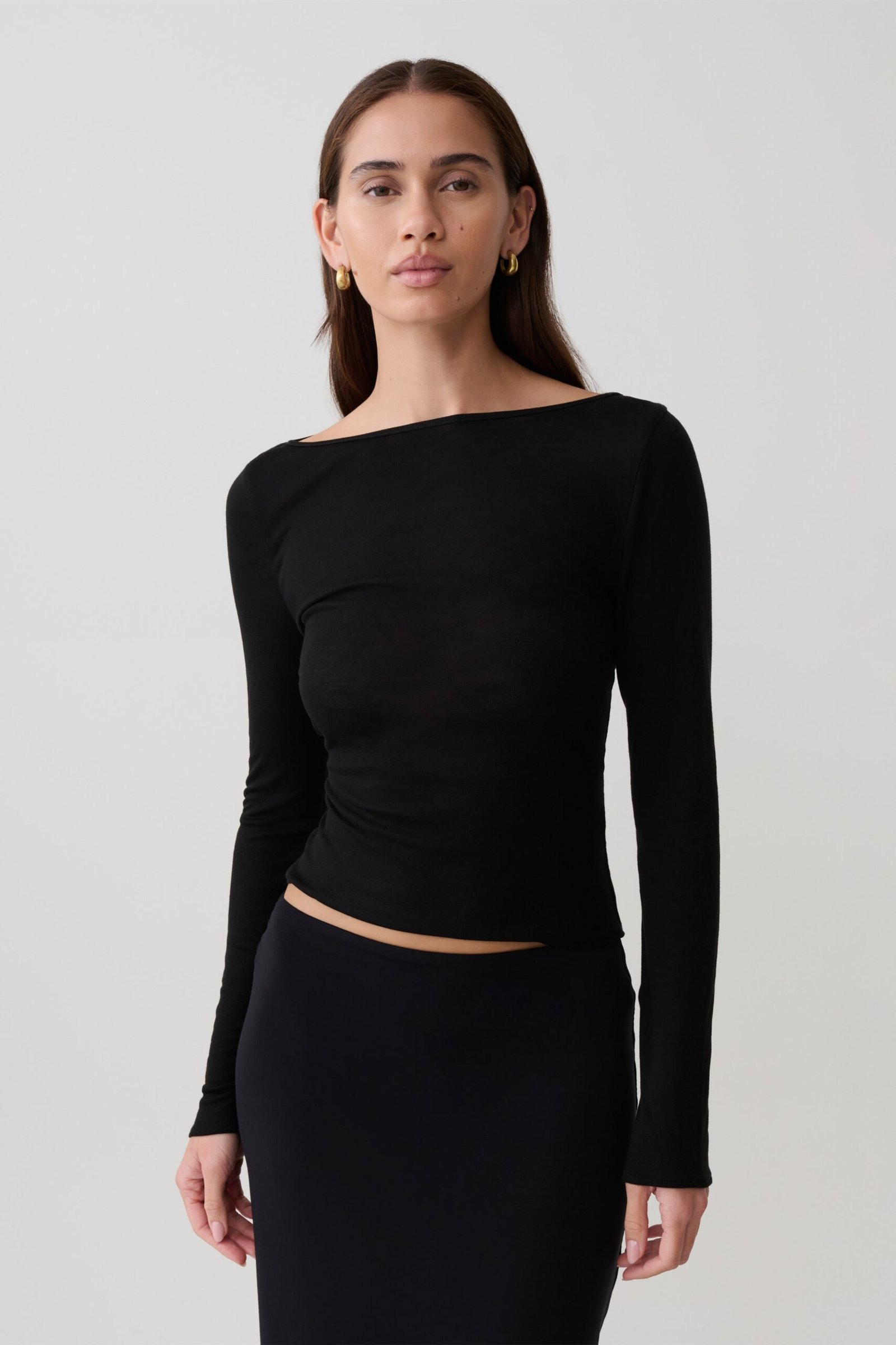 260429_MESHKI_Resort_6_25_1254 Coraline Long Sleeve Sheer Top - Black - Image 1