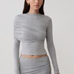 Keaton Modal Long Sleeve Overlay Top - Grey Marle