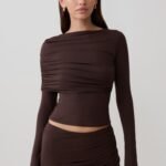 Keaton Modal Long Sleeve Overlay Top - Espresso