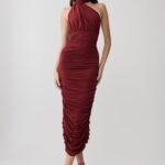 Giannie Draped Midi Dress - Merlot