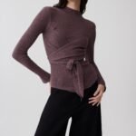 Lawson Wrap Knit Long Sleeve Top - Peppercorn